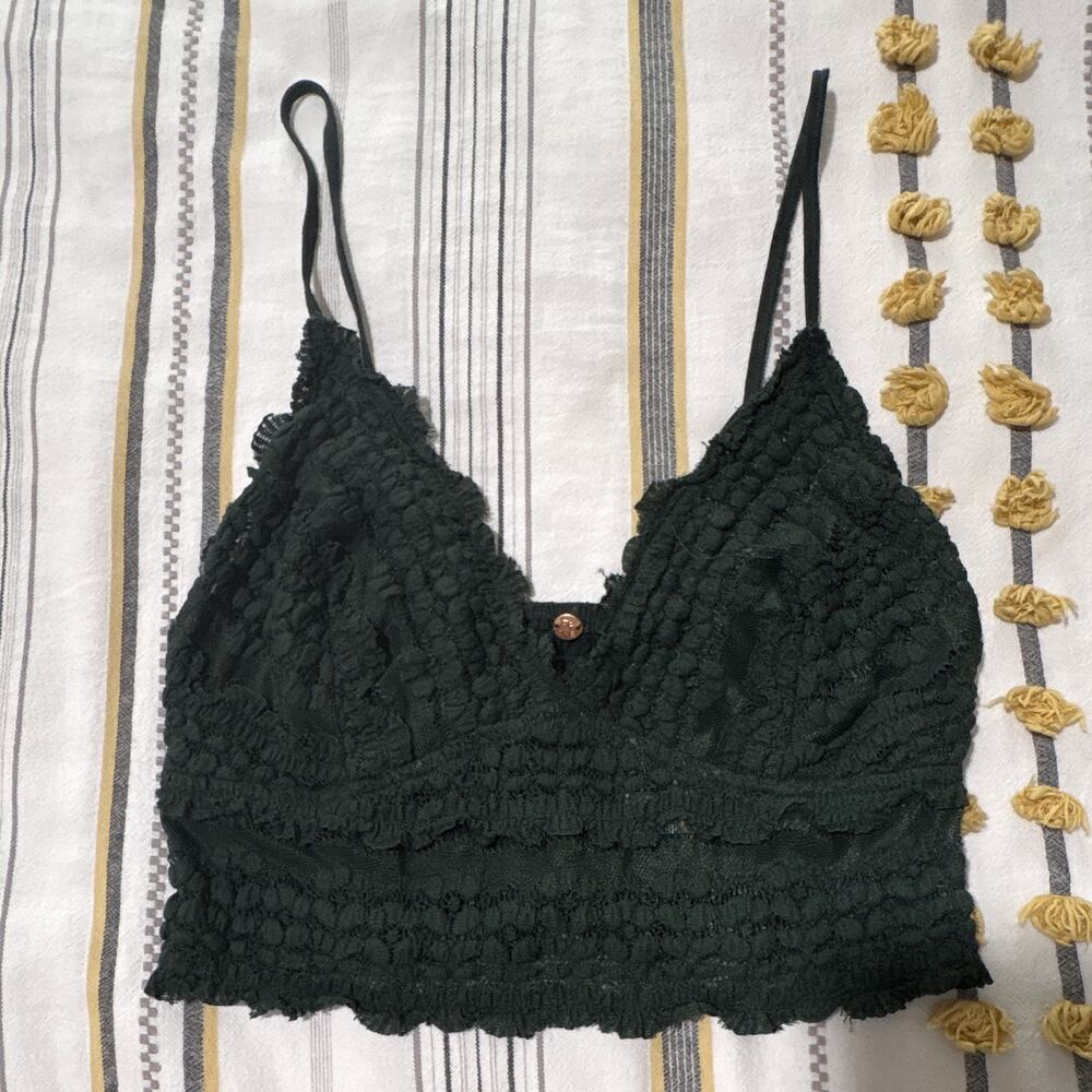 Free People One Lace Bralette Green S/P Wireless Pullover Adjustable